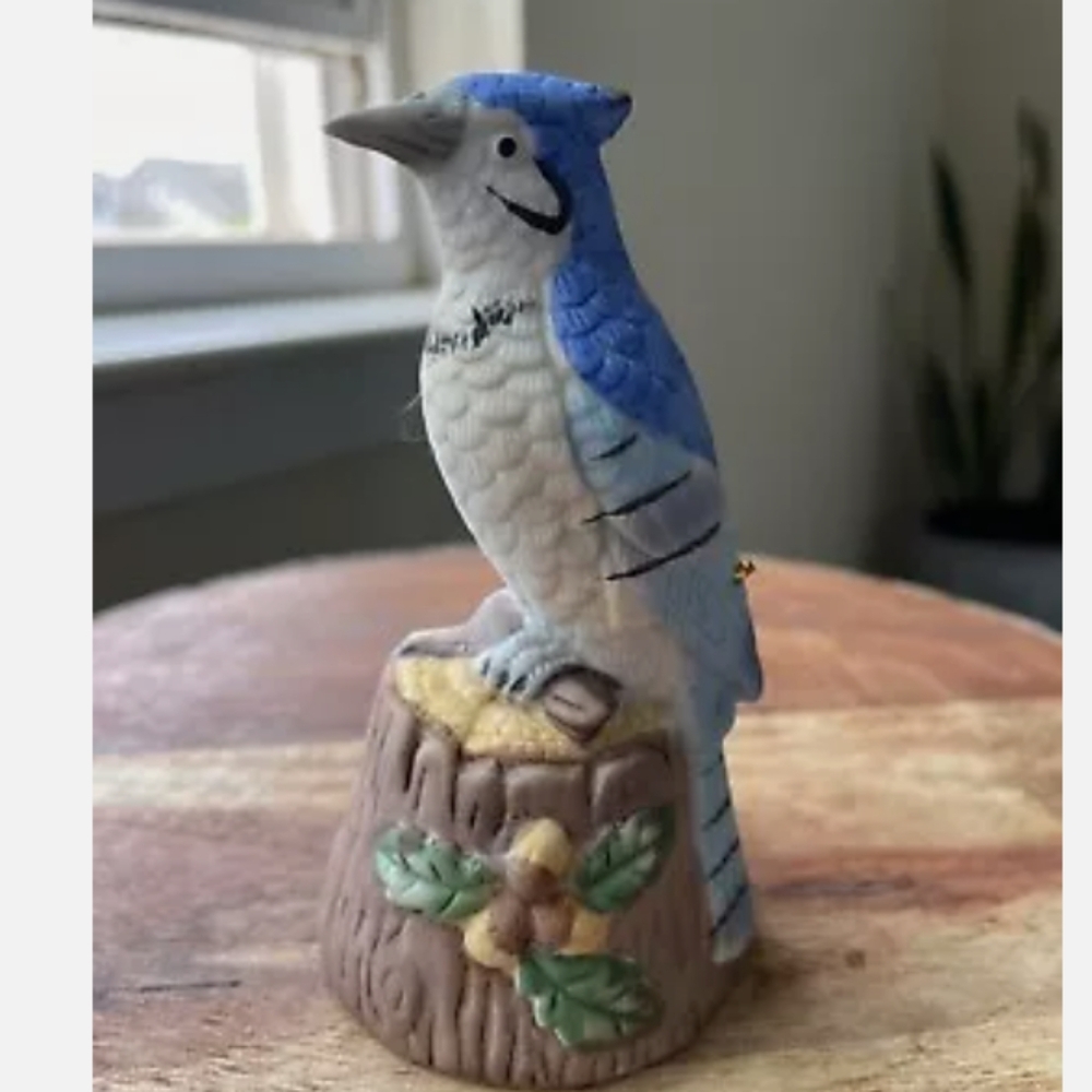 Blue Jay Ceramic Bisque Bell, Jasco